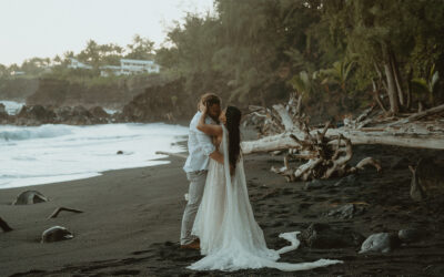 Big Island Black Sand Beach Elopement | Adventure Portraits at Sunset